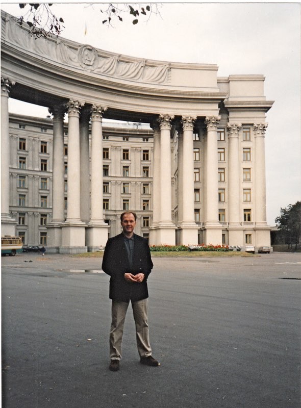 David Eaton at the former KGB Headquaters in Kiev, Ukraine before the Union of Composers Concerts.