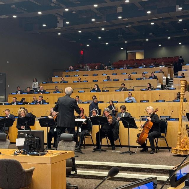 David Eaton conducting members of the New York City Symphony at the United Nations ECOSOC 80th anniversary (January 2026)